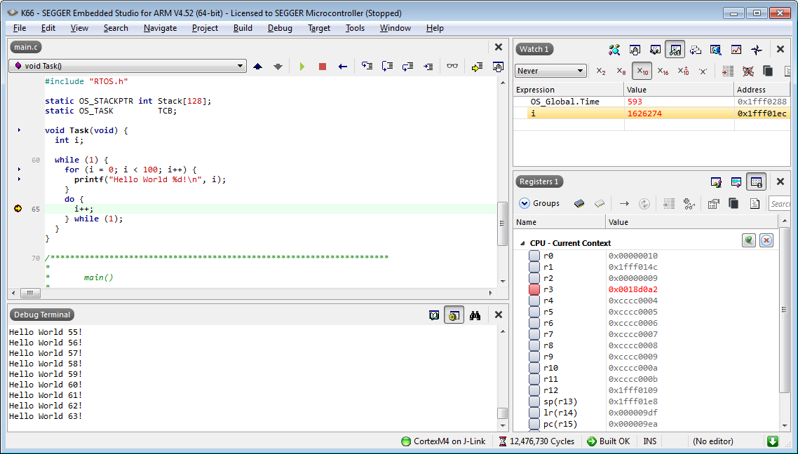 embOS debug session