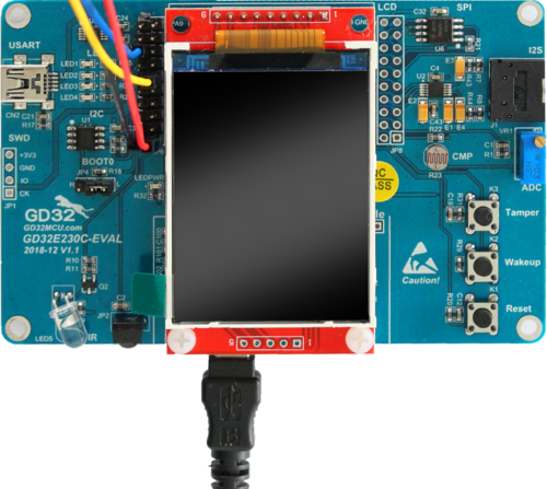 GD32E230C-EVAL wired with jumper cables